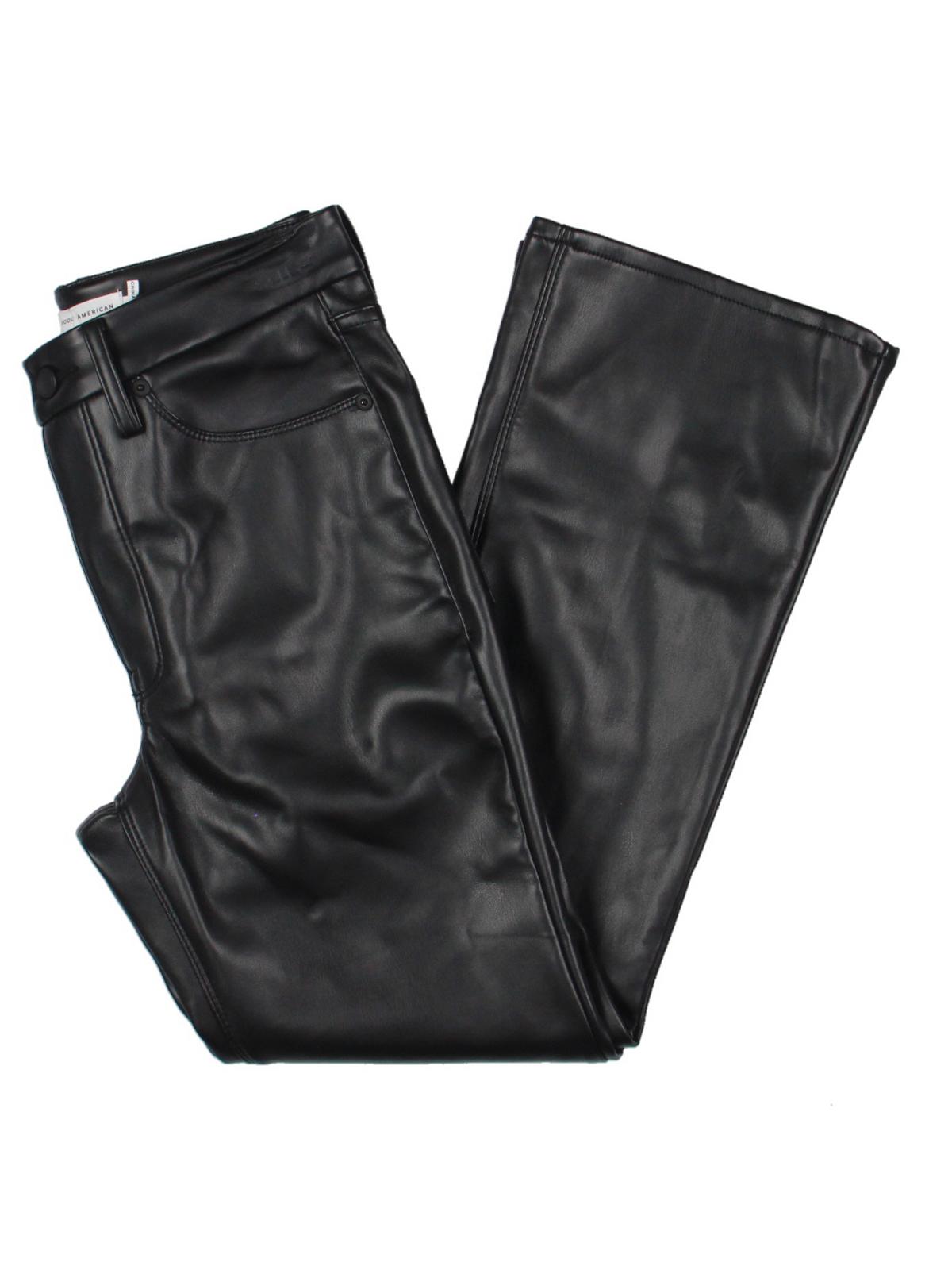 Womens Faux Leather Crop Bootcut Pants