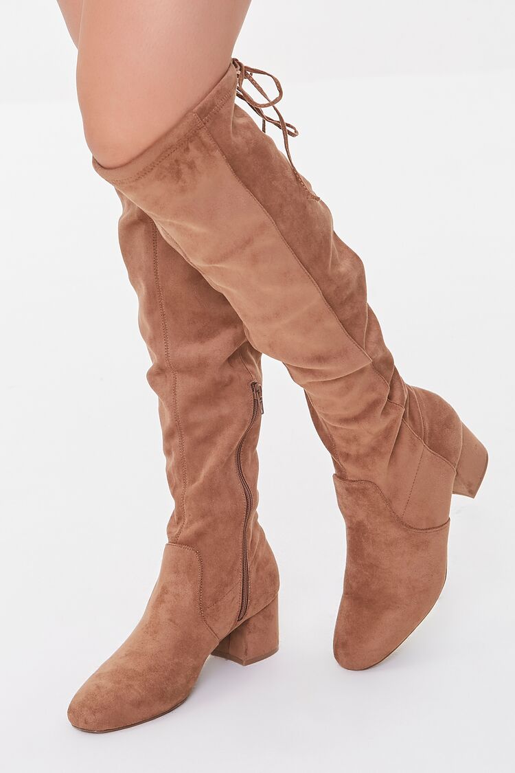 Women's Faux Suede Knee-High Boots in Tan, 7.5