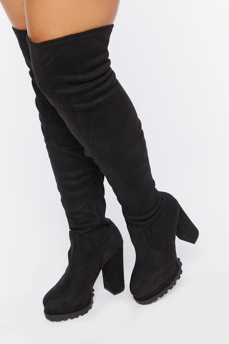 Women's Faux Suede Over-The-Knee Boots (Wide) in Black, 5.5