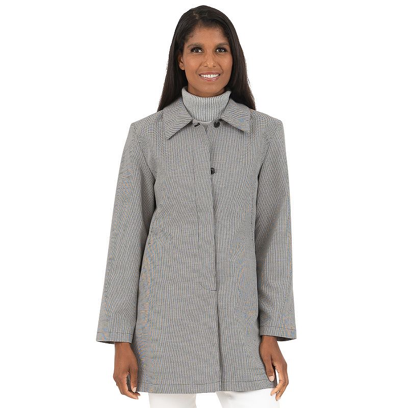 Women's Fleet Street Classic Gingham Raincoat, Size: Small, Black White