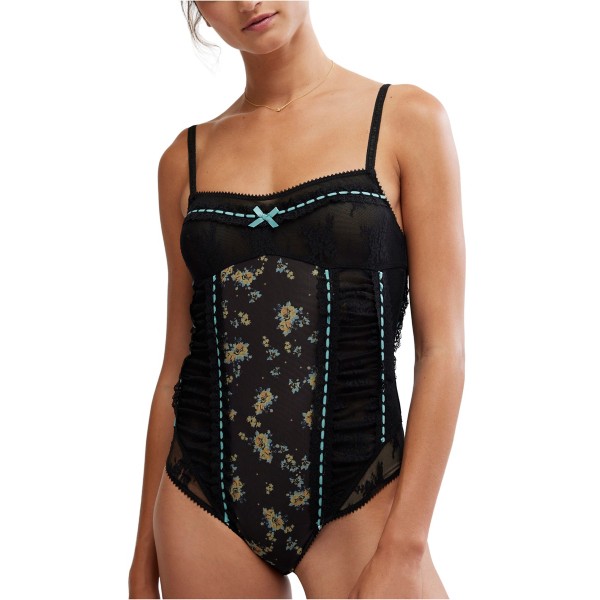 Women's Free People Sara Corset Bodysuit XSmall Black Combo