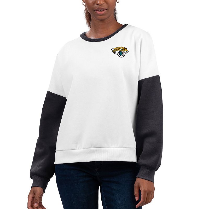 Women's G-III 4Her by Carl Banks White Jacksonville Jaguars A-Game Pullover Sweatshirt, Size: Large