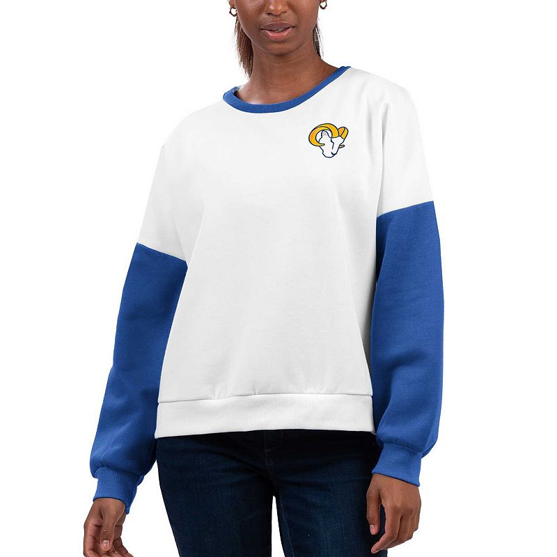 Women's G-III 4Her by Carl Banks White Los Angeles Rams A-Game Pullover Sweatshirt, Size: Large