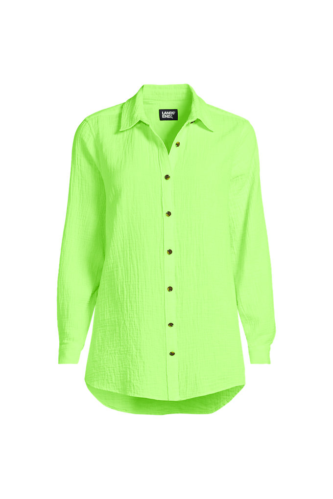 Women's Gauze Tunic Top - Lands' End - Green - S