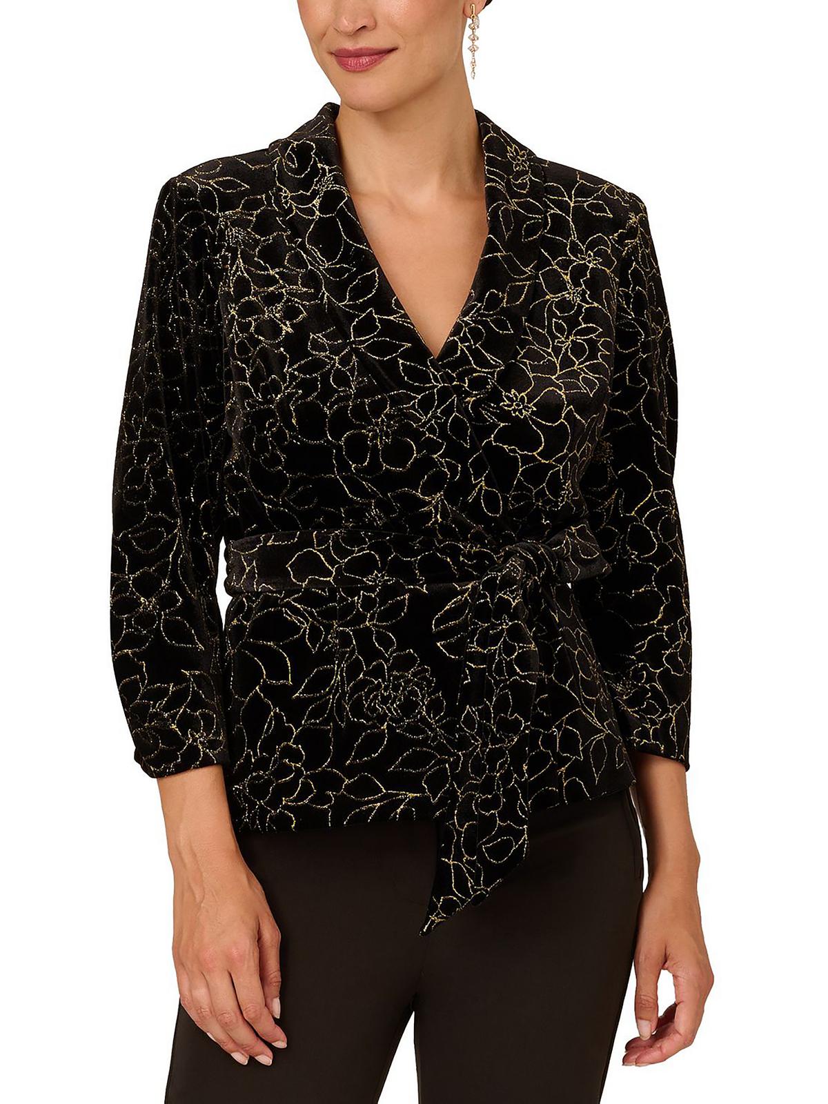 Womens Glitter Surplice Blouse