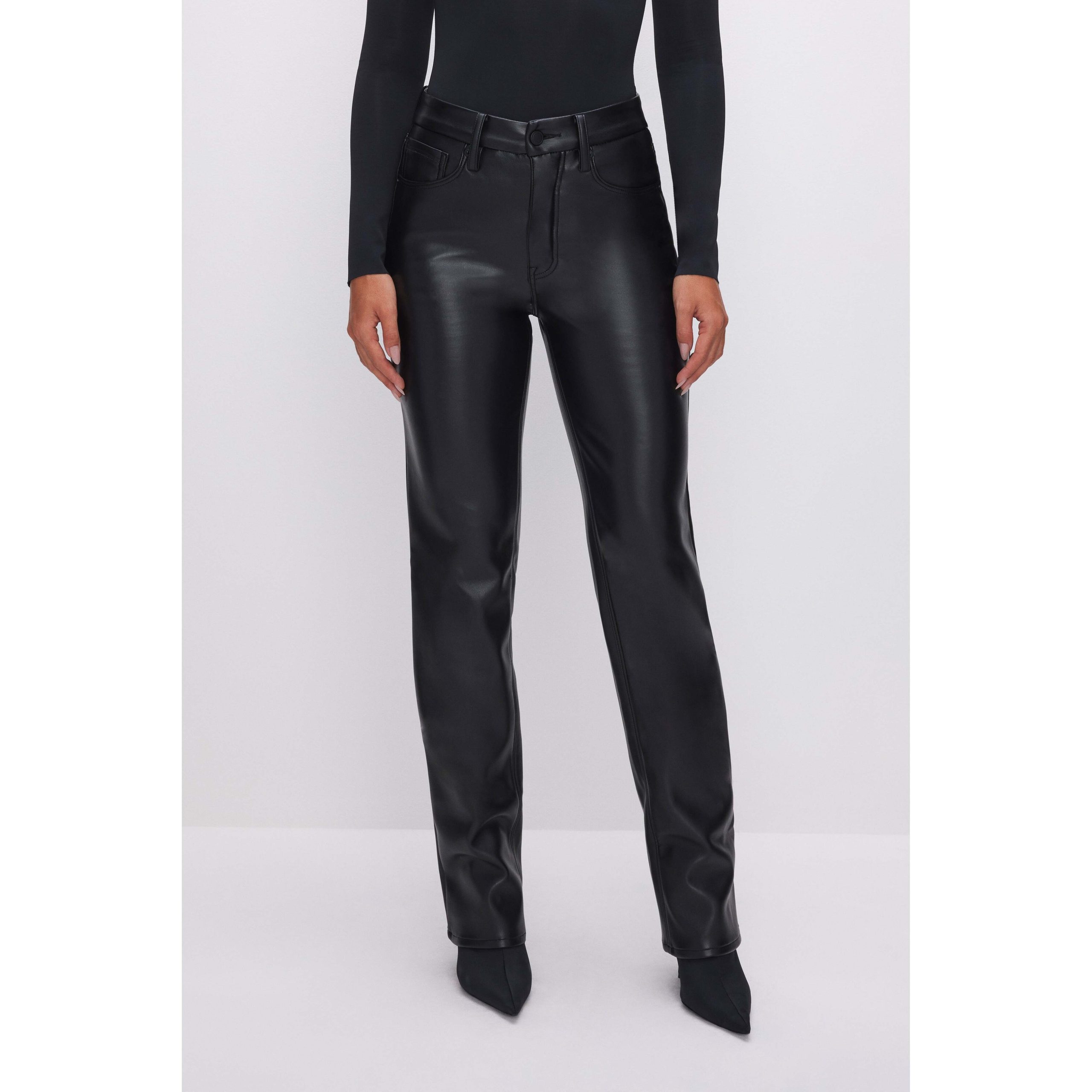 Women's Good Icon Faux Leather Pants | Black, Size 15 Plus | Good American by Khlo Kardashian