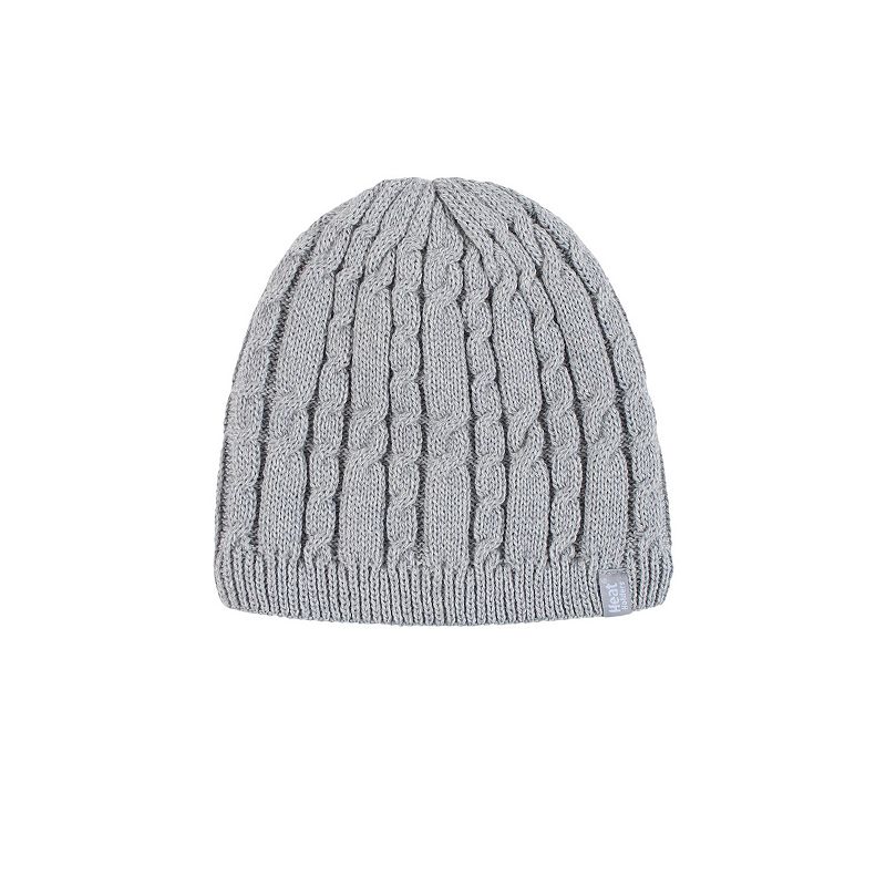 Women's Heat Holders Heatweaver Lined Cable Knit Beanie, Cloud Gray