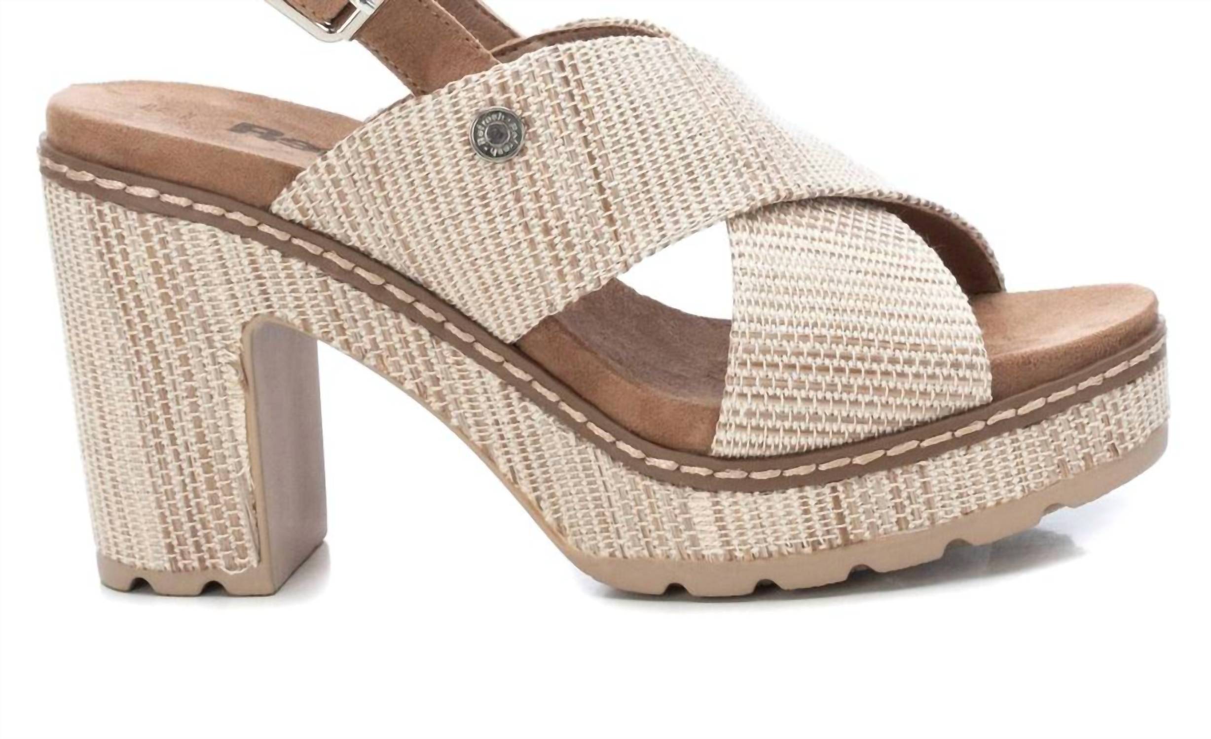 Women's Heeled Platform Sandals In Medium Beige