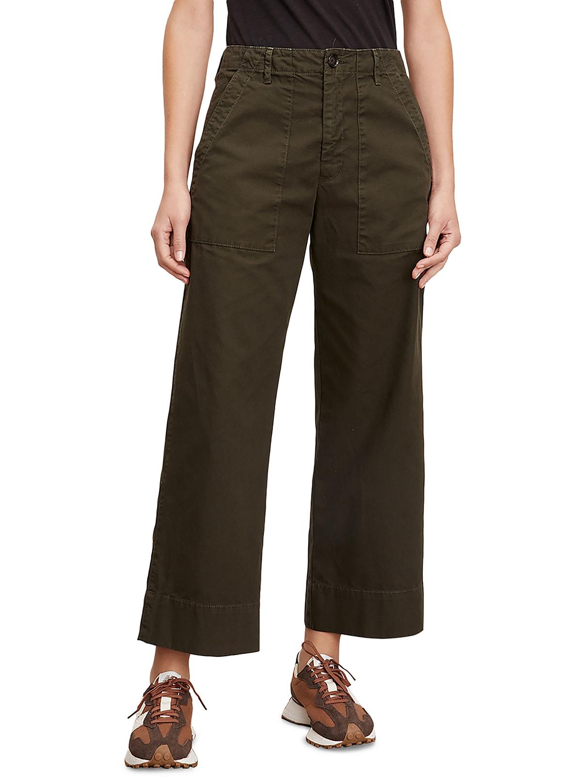 Womens High Rise Cropped Wide Leg Pants