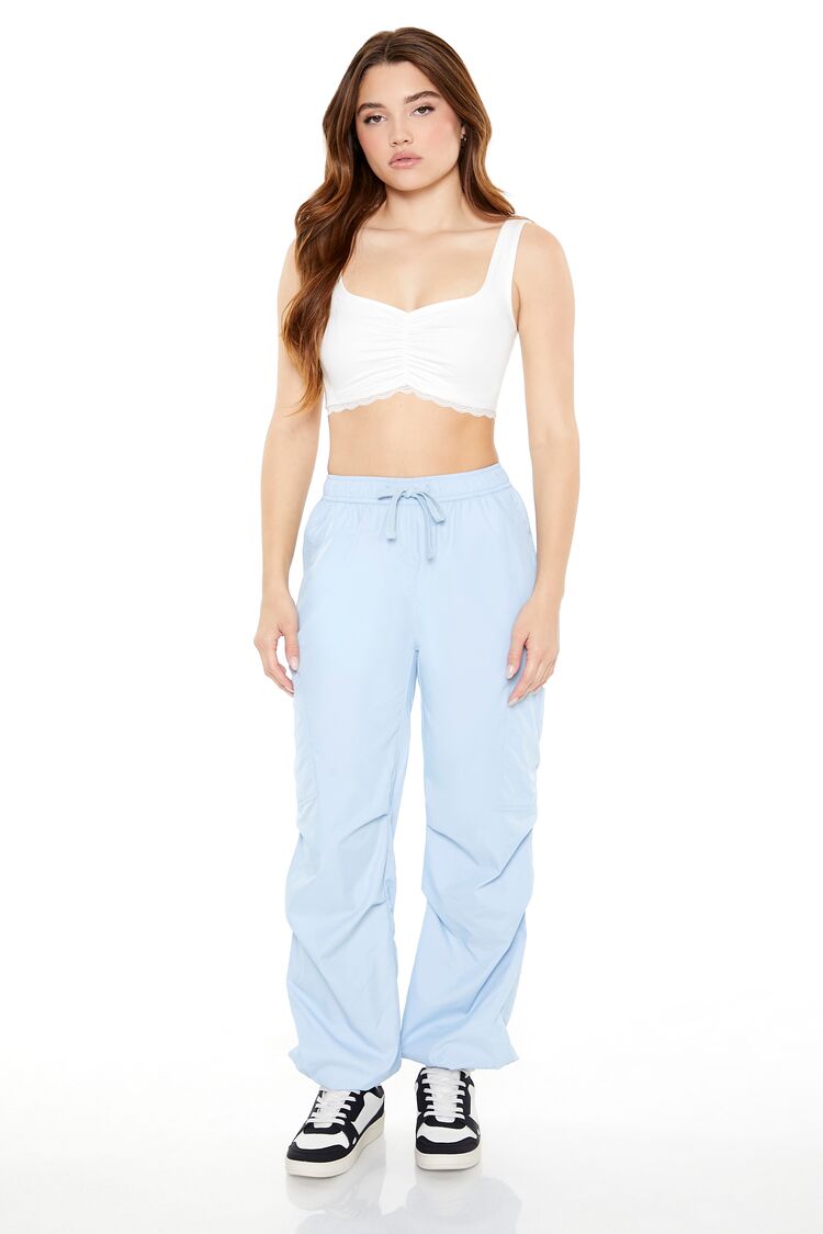 Women's High-Rise Drawstring Joggers in Baby Blue Large