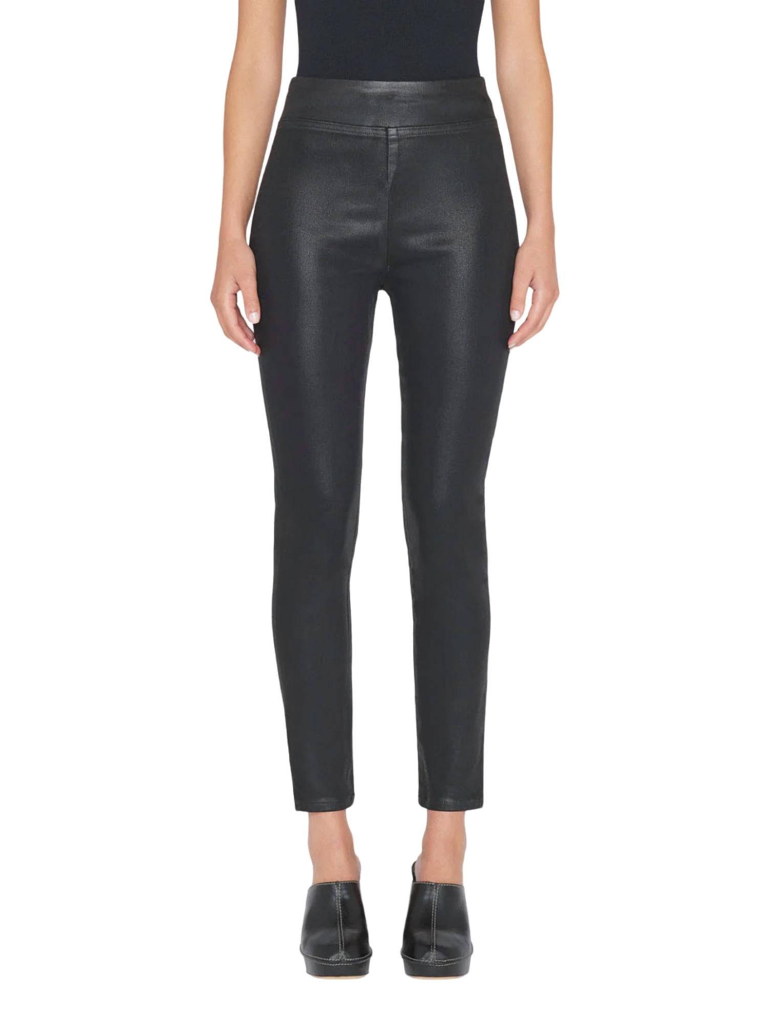 Women's Jet Set Skinny Crop Slit Pants In Noir Coated