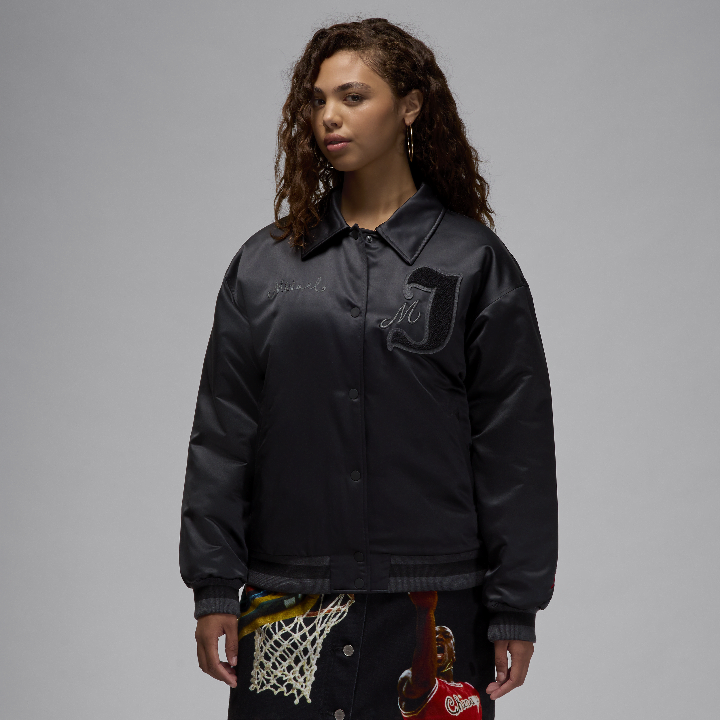 Women's Jordan Varsity Jacket in Black | FV7137-010