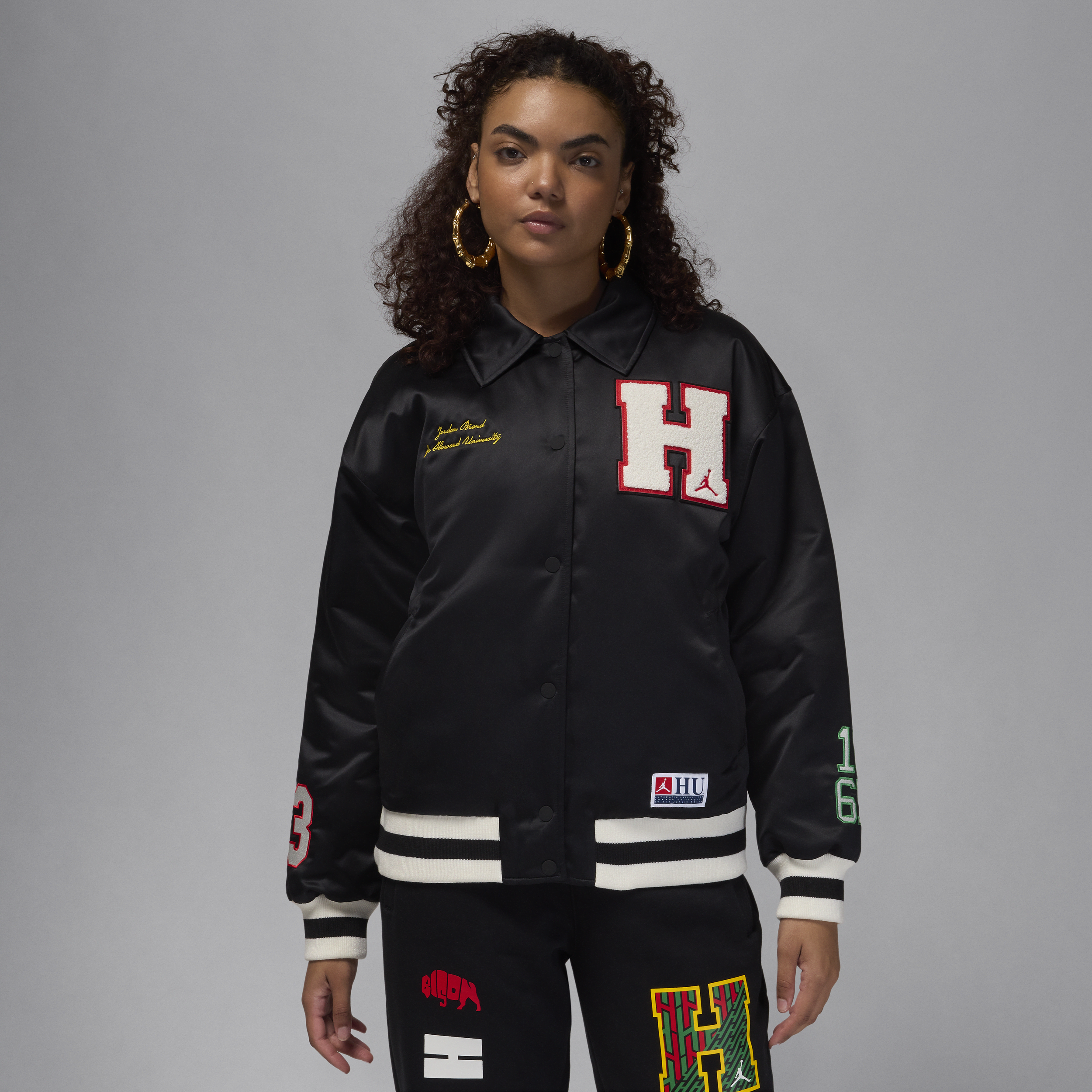 Women's Jordan x Howard University Varsity Jacket in Black | HJ6176-010