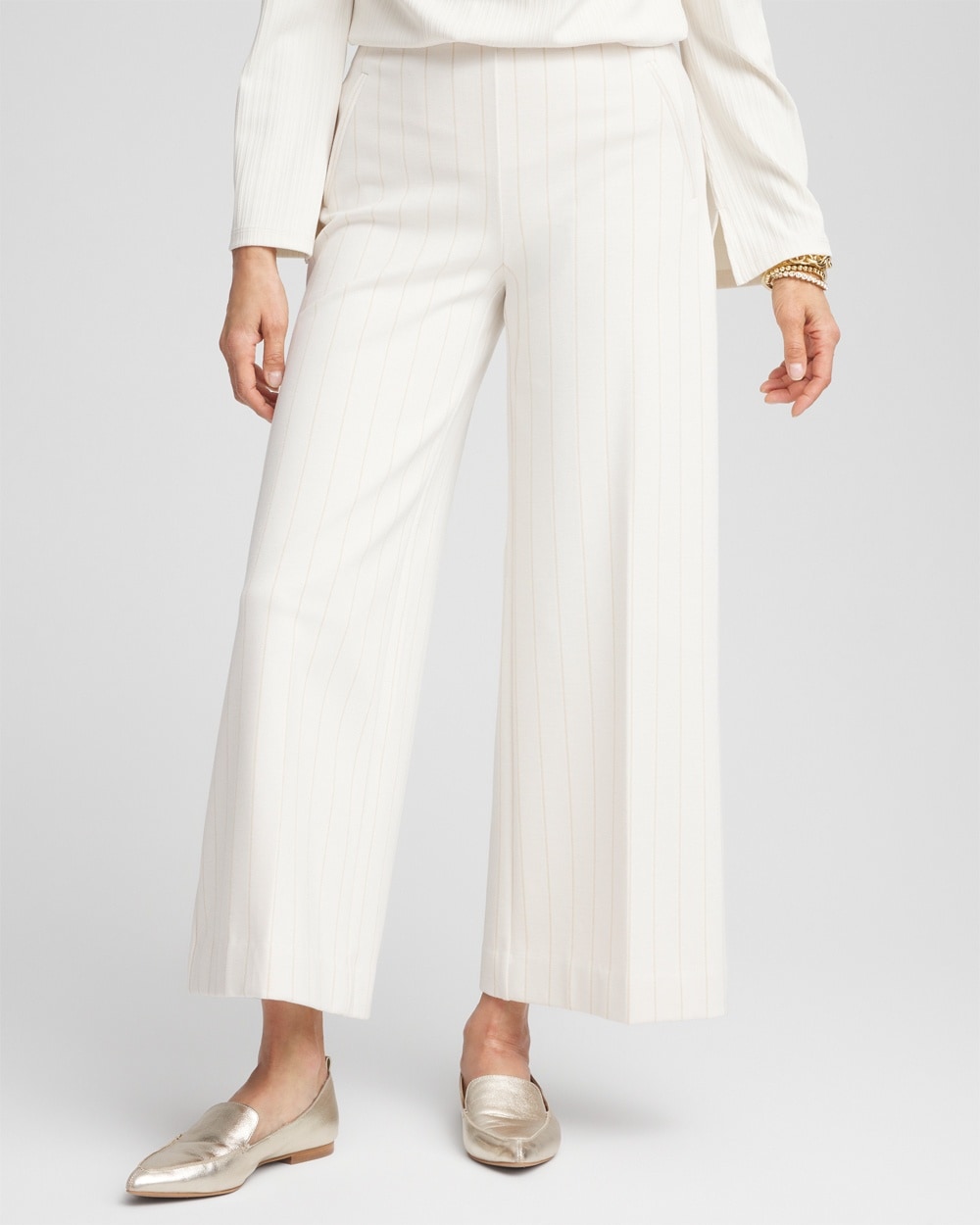 Women's Juliet Pinstripe Wide-Leg Pants in English Cream size 0 | Chico's