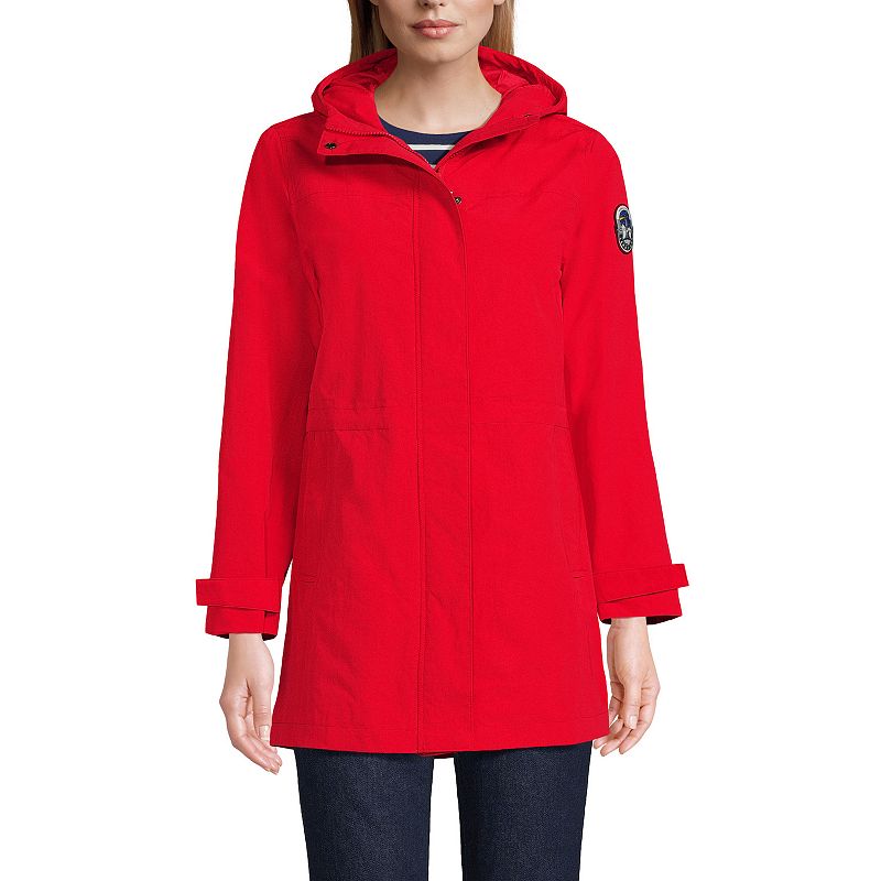 Women's Lands' End Classic Squall Hooded Raincoat, Size: XS, Bright Red