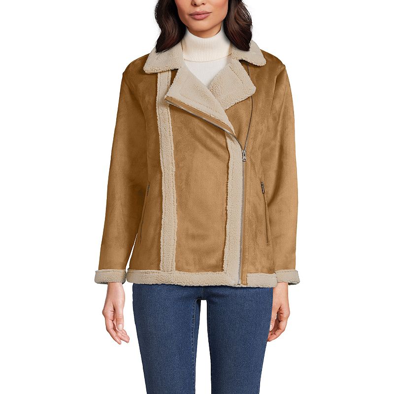 Women's Lands' End Shearling Jacket, Size: Large, Camel Shearling