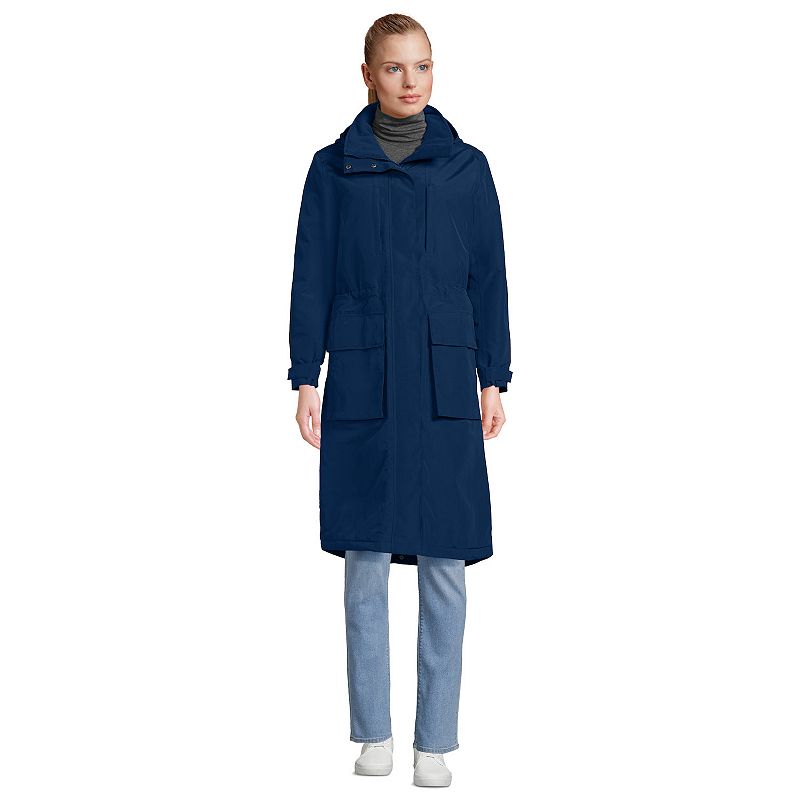 Women's Lands' End Squall Waterproof Insulated Winter Stadium Maxi Coat, Size: Medium, Deep Blue