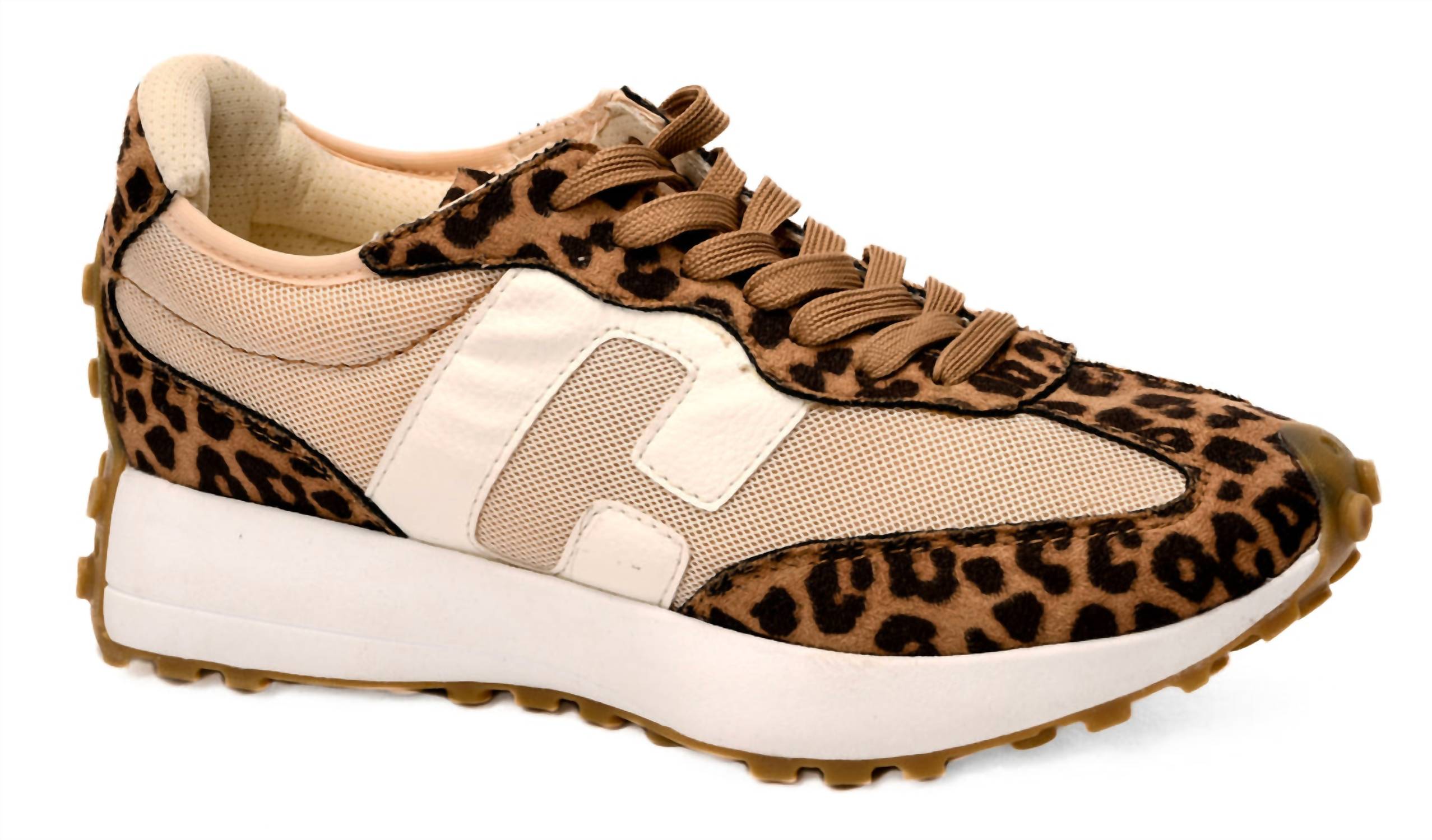 Women's Leopard Chunky Sole Sneakers In Tan