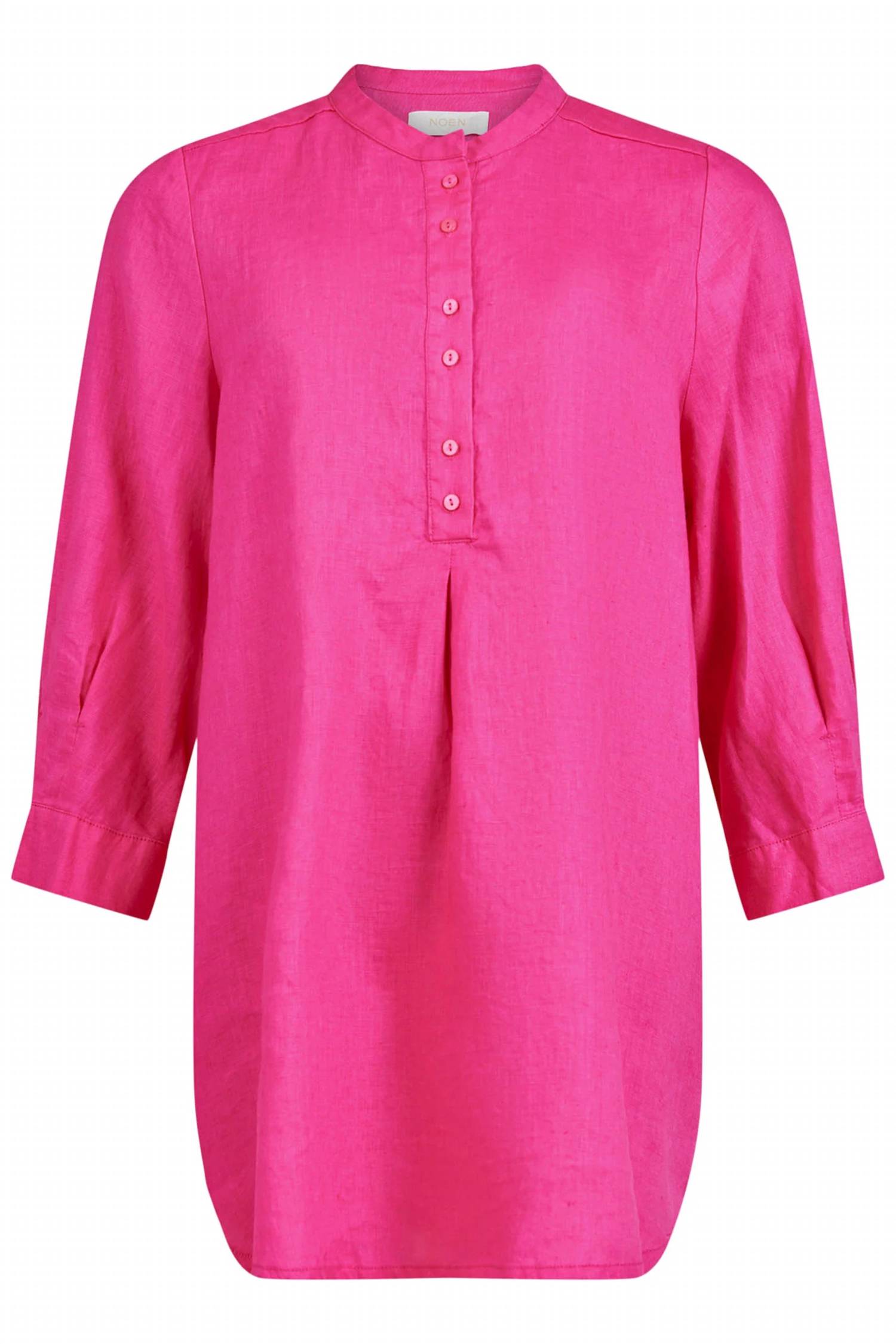 Women's Linen Tunic Top In Raspberry Pink