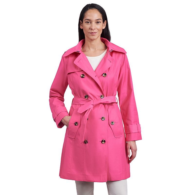 Women's London Fog Double-Breasted Trench Coat, Size: Small, Pink