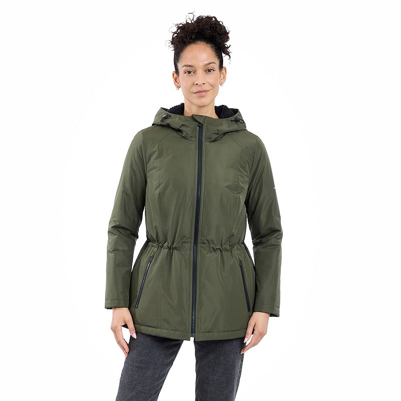 Women's London Fog Zip-Front Rain Anorak Jacket, Size: Small, Green