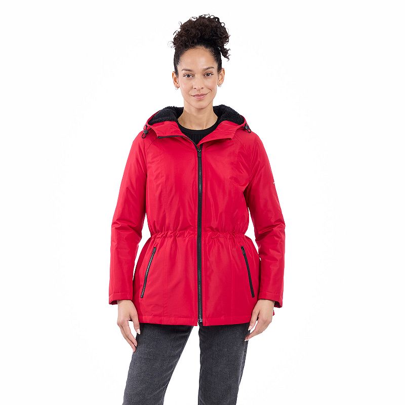 Women's London Fog Zip-Front Rain Anorak Jacket, Size: XL, Red