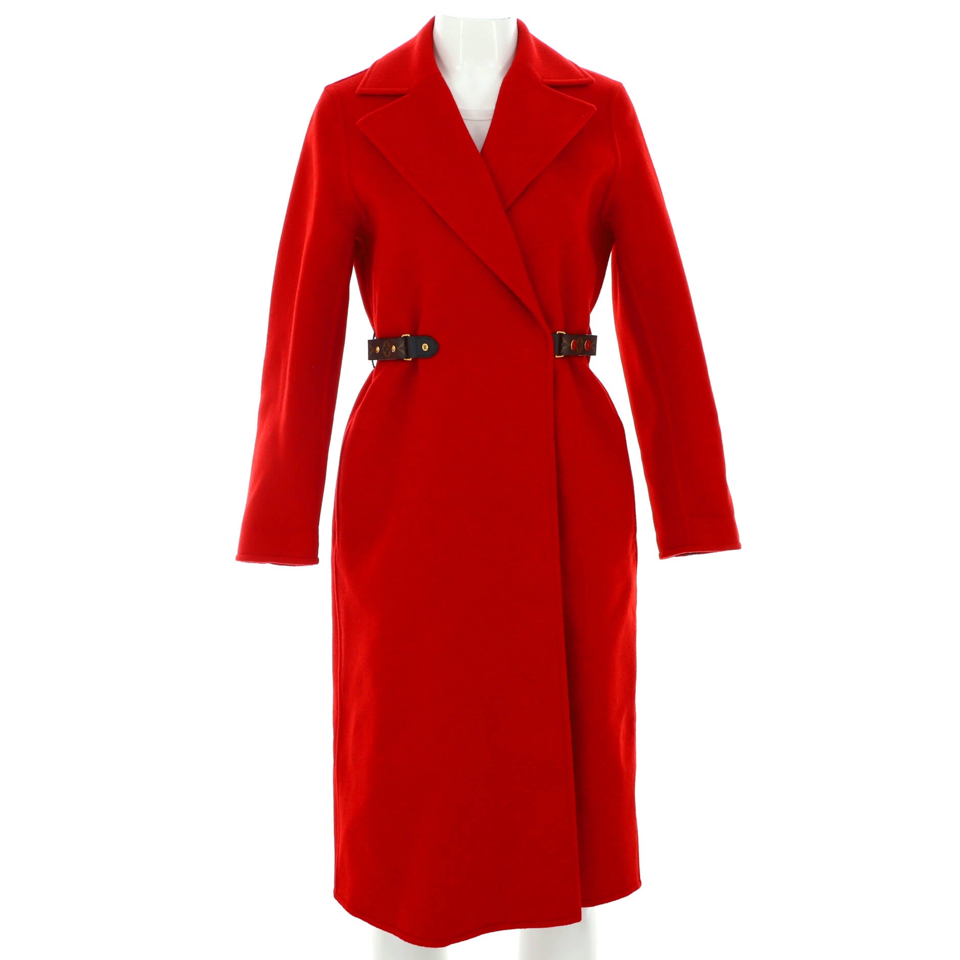 Women's Long Wrap Monogram Belt Coat Wool Blend