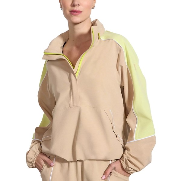 Women's MPG Sport Rove Packable Anorak 1/2 Zip Pullover Medium Irish Cream