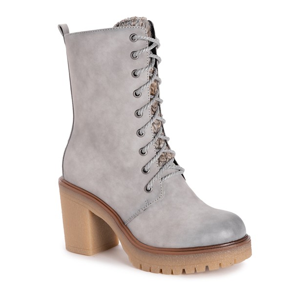 Women's MUK LUKS Riser Jazz Heeled Boots 9 Grey