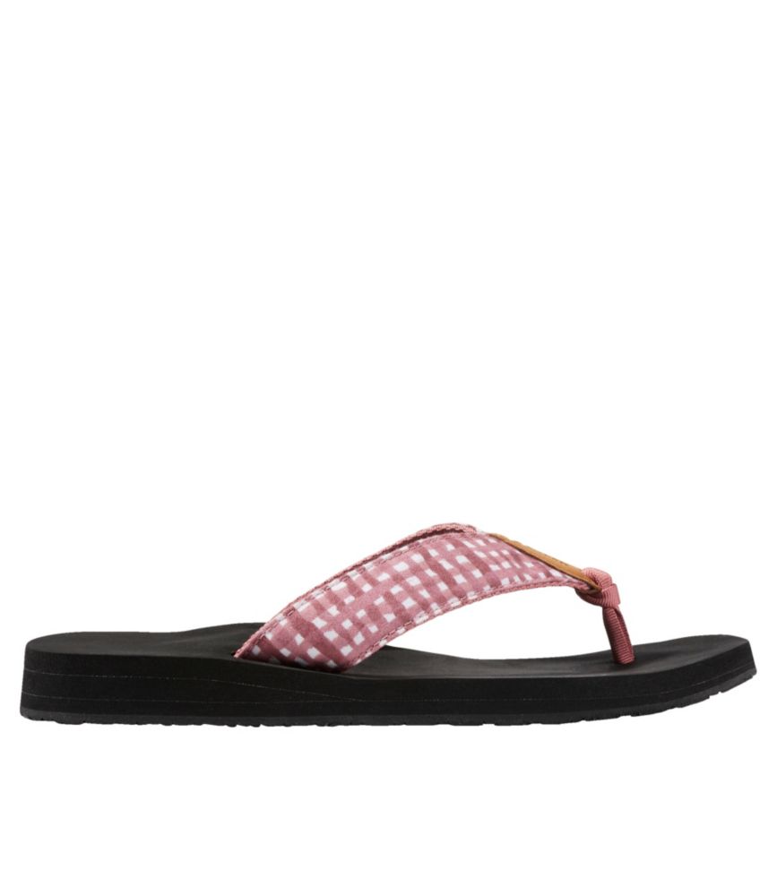 Women's Maine Isle Flip-Flops, Woven Print Mineral Red Gingham 9(B), Rubber/Nylon L.L.Bean