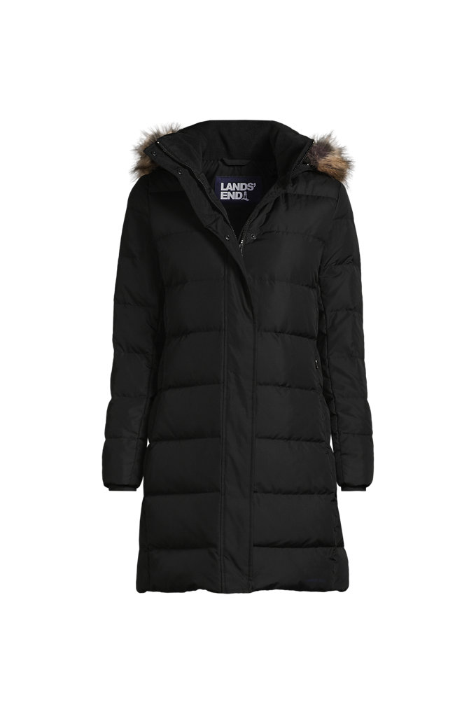 Women's Max 600 Down Puffer Coat - Lands' End - Black - XS