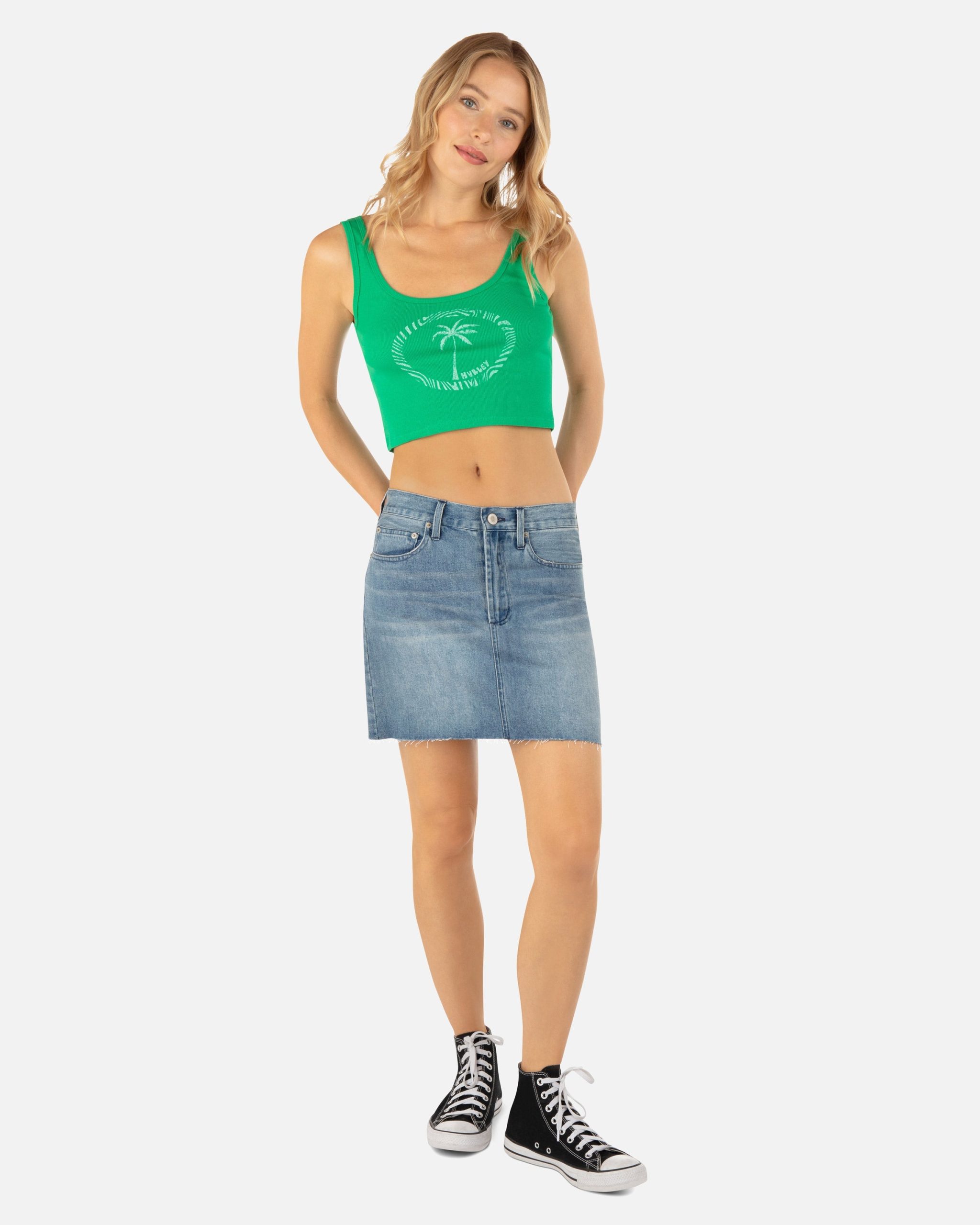 Women's Mika Mini Skirt in Denim, 100% Cotton