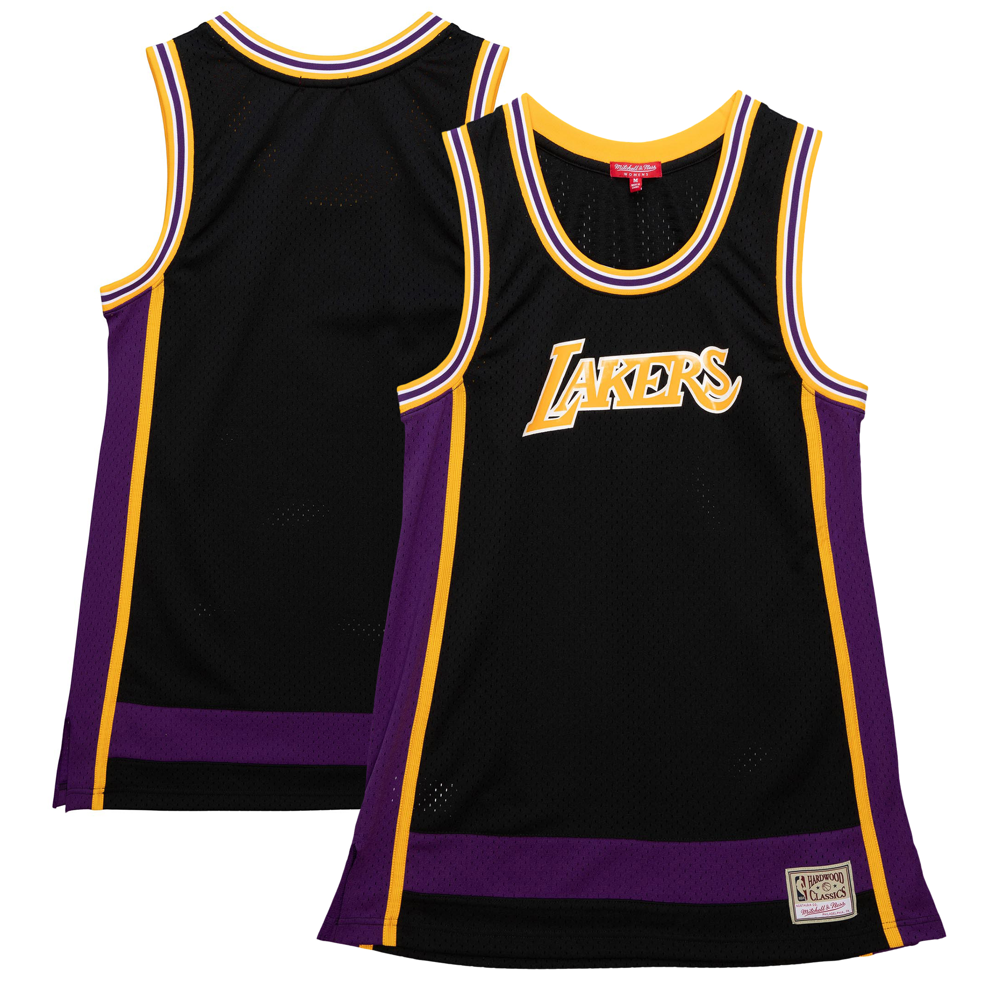 Women's Mitchell & Ness Black Los Angeles Lakers Hardwood Classics Oversize Mesh Tank Top