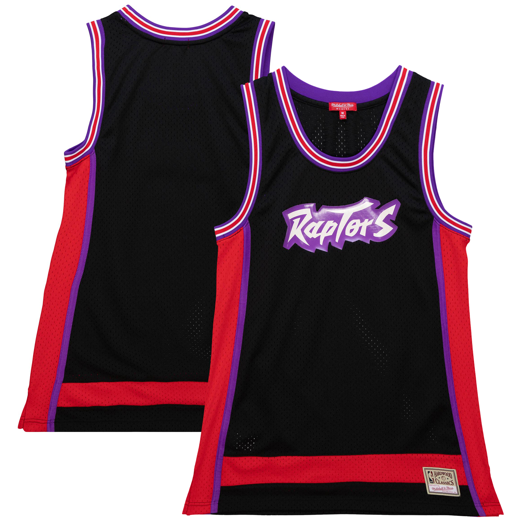 Women's Mitchell & Ness Black Toronto Raptors Hardwood Classics Oversize Mesh Tank Top