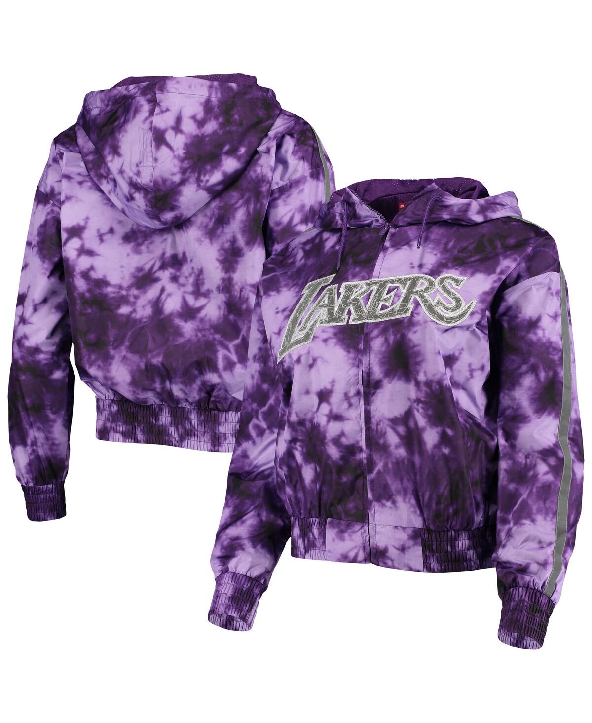 Women's Mitchell & Ness Purple Los Angeles Lakers Galaxy Sublimated Windbreaker Pullover Full-Zip Hoodie Jacket - Purple