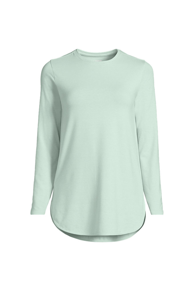 Women's Moisture Wicking UPF Sun Long Sleeve Tunic Top - Lands' End - Green - XS