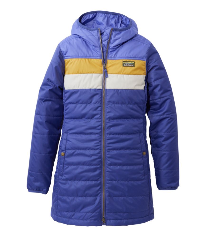 Women's Mountain Classic Puffer Winter Coat, Colorblock Dusty Periwinkle/Dark Twilight Blue XXS, Synthetic L.L.Bean