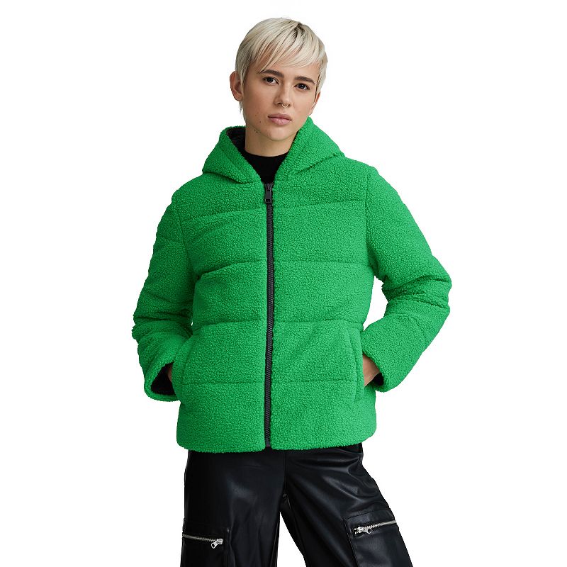 Women's NVLT Hooded Berber Puffer Jacket, Size: XS, Apple Green