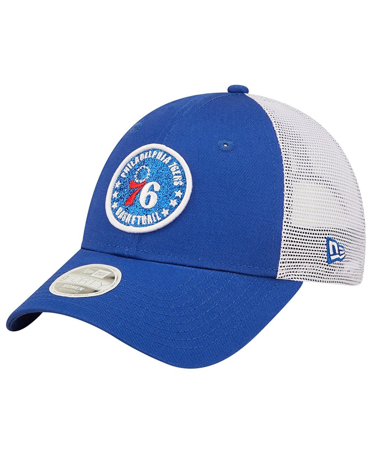 Women's New Era Royal, White Philadelphia 76ers Glitter Patch 9FORTY Snapback Hat - Royal, White