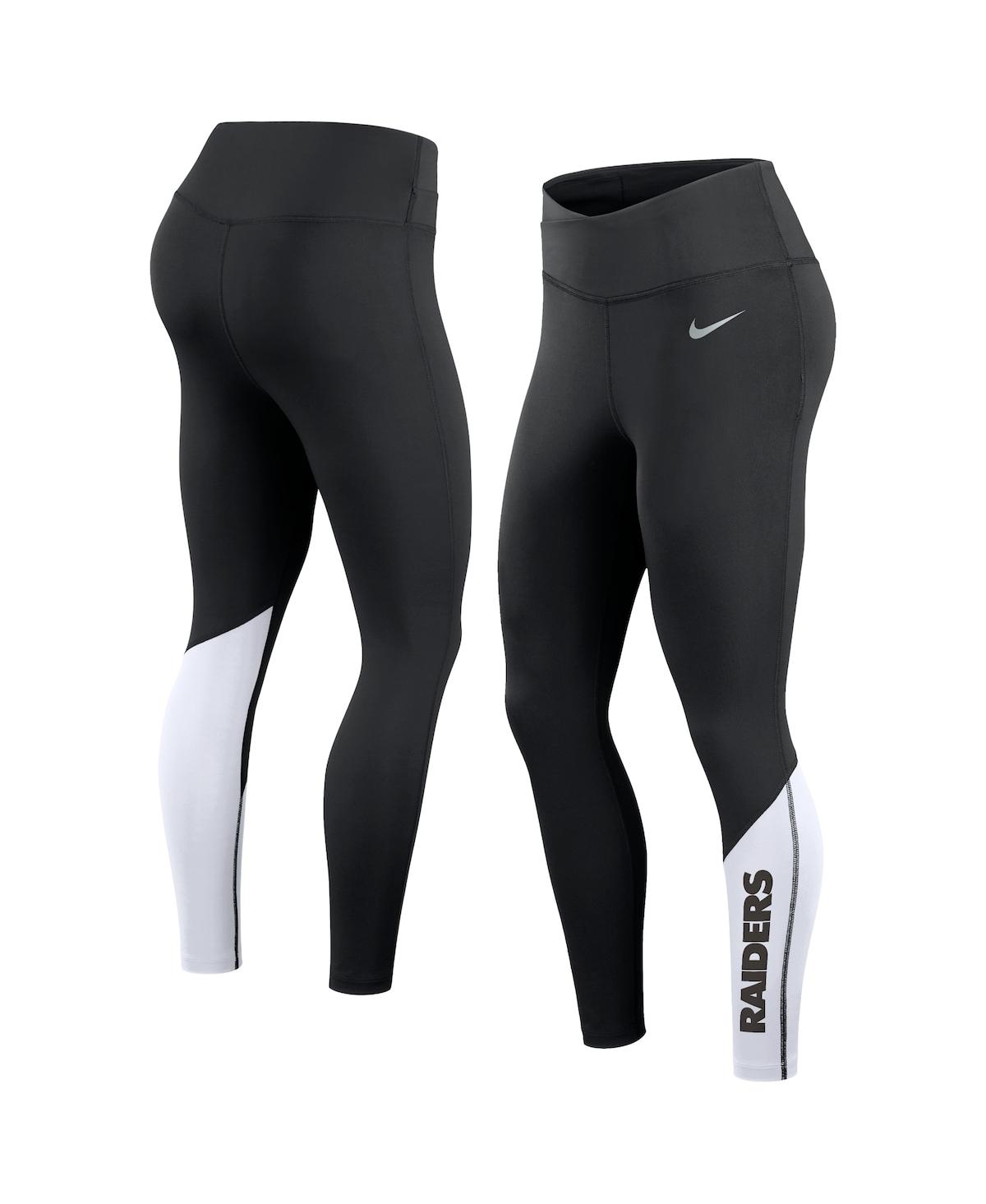 Women's Nike Black, White Las Vegas Raiders 7/8 Performance Leggings - Black, White