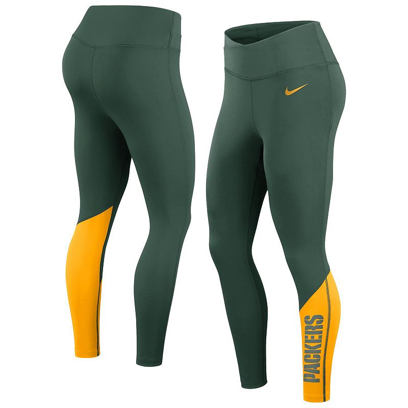 Women's Nike Green/Gold Green Bay Packers 7/8 Performance Leggings, Size: 2XL