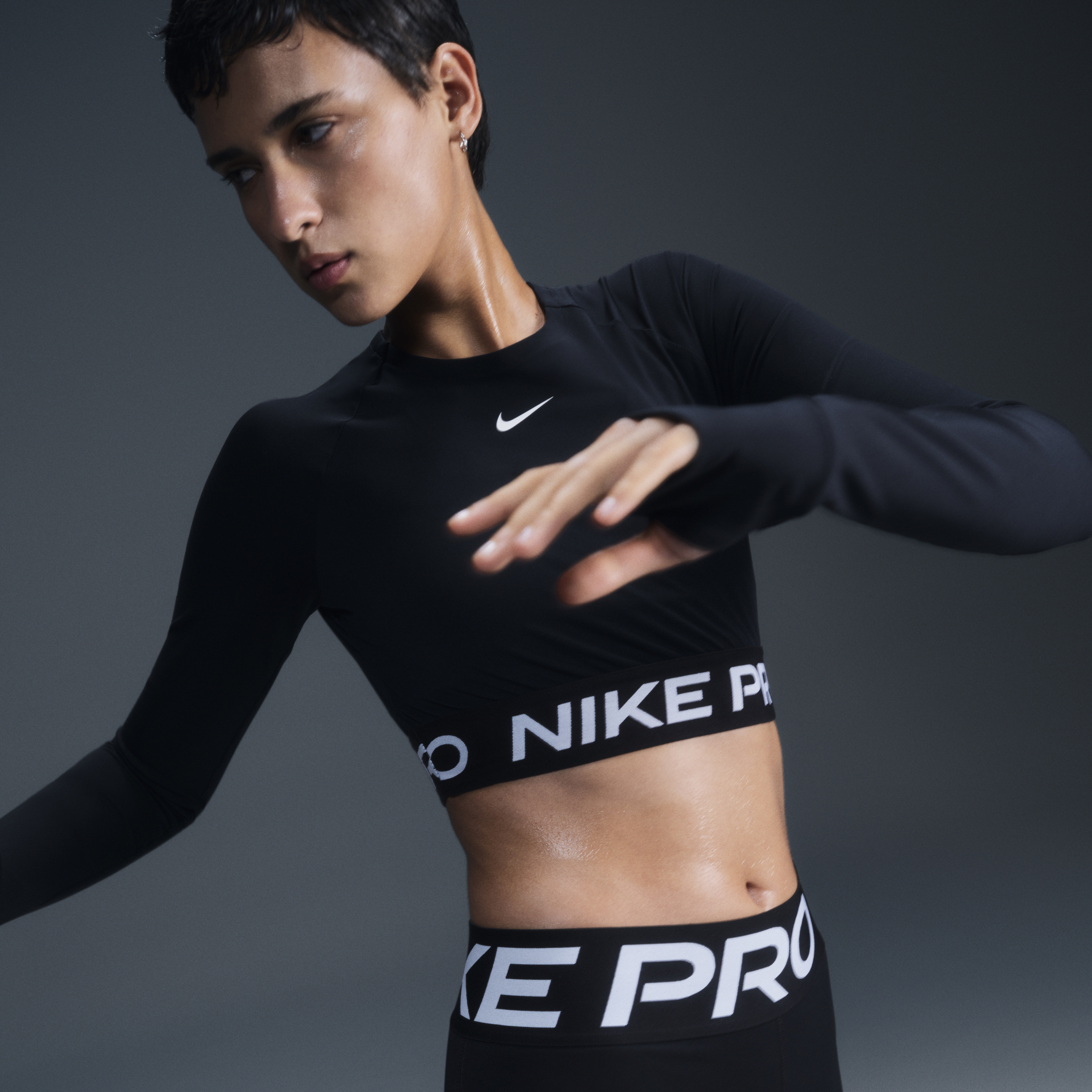 Women's Nike Pro Dri-FIT Cropped Long-Sleeve Top in Black | FV5484-010