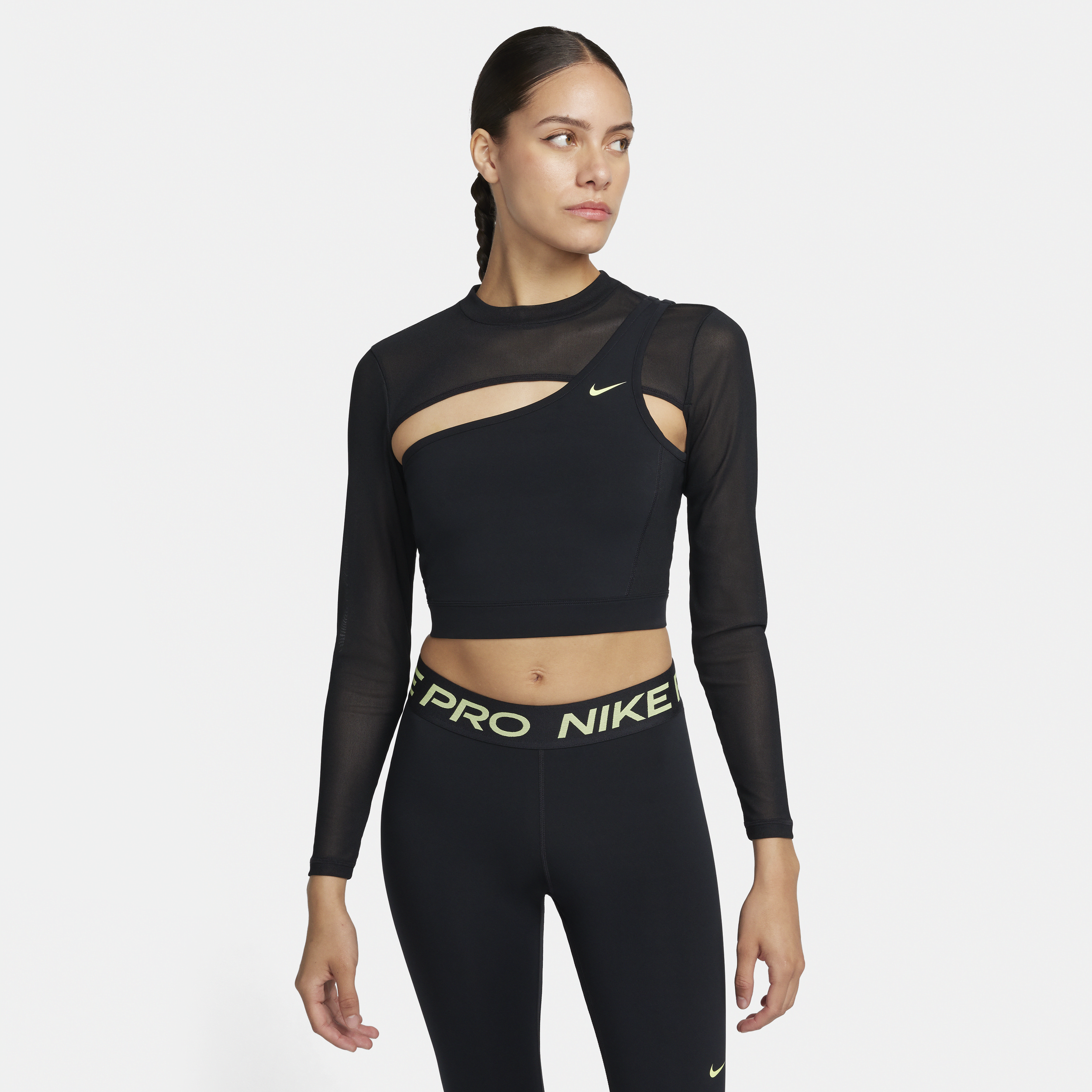 Women's Nike Pro Long-Sleeve Cropped Top in Black | FB5683-010