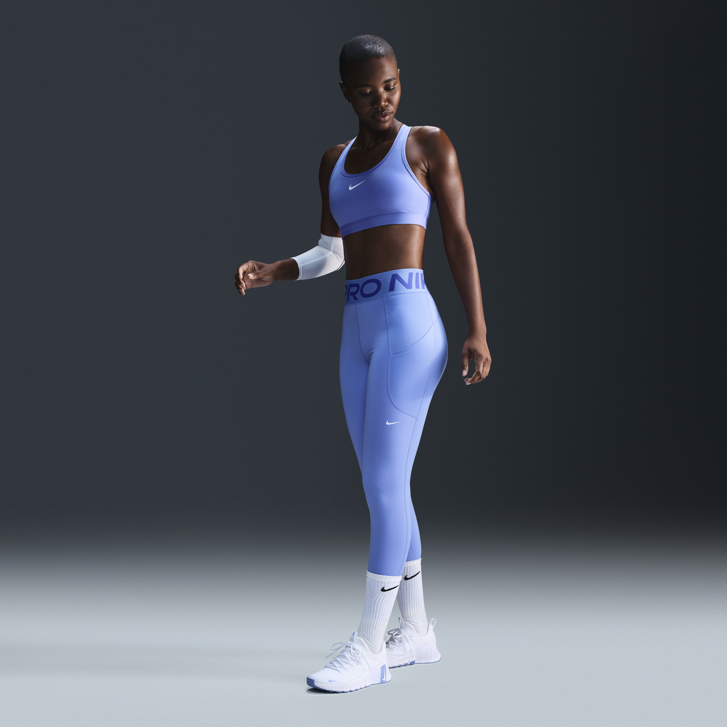 Women's Nike Pro Sculpt High-Waisted 7/8 Leggings with Pockets in Blue | FV7388-494