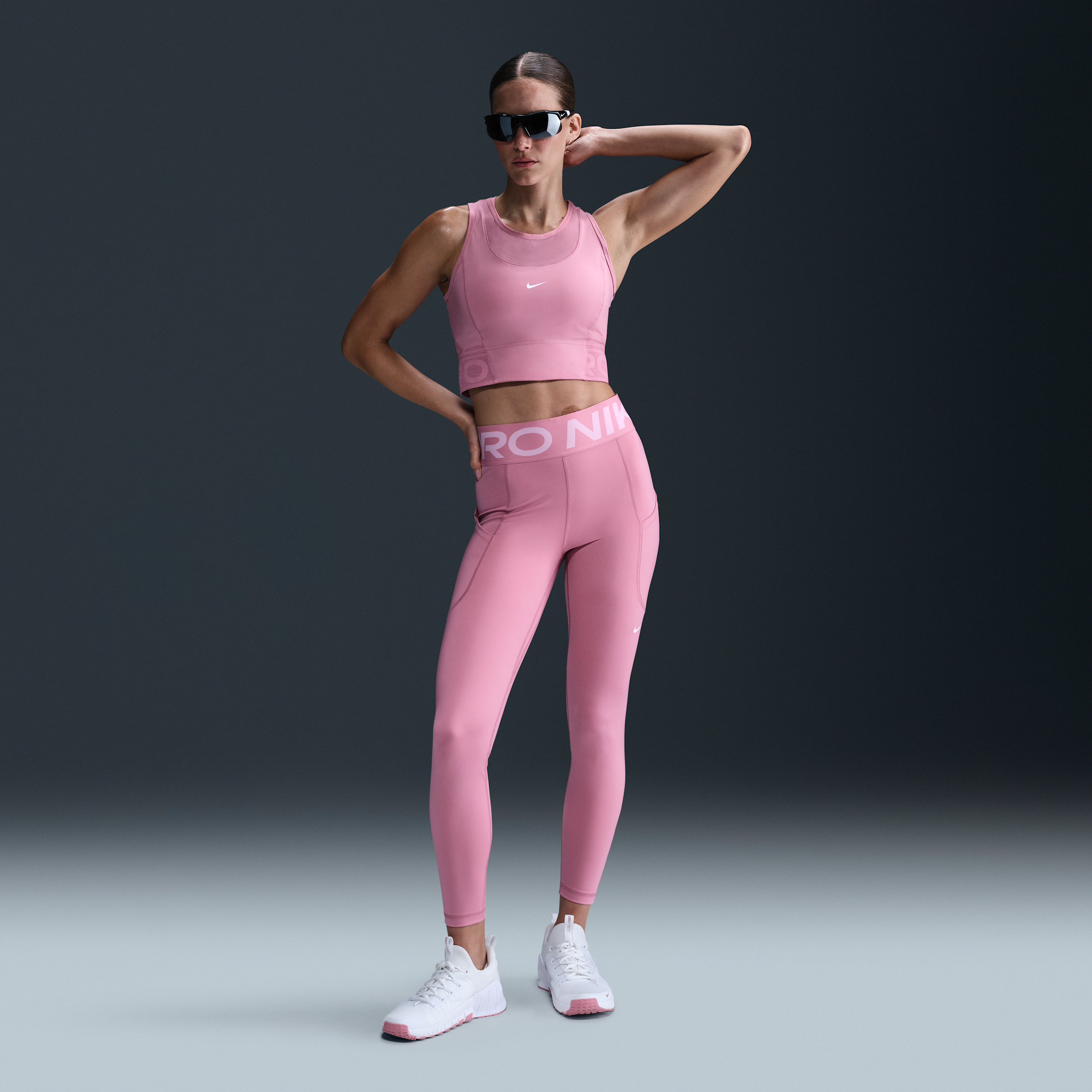 Women's Nike Pro Sculpt High-Waisted 7/8 Leggings with Pockets in Pink | FV7388-699