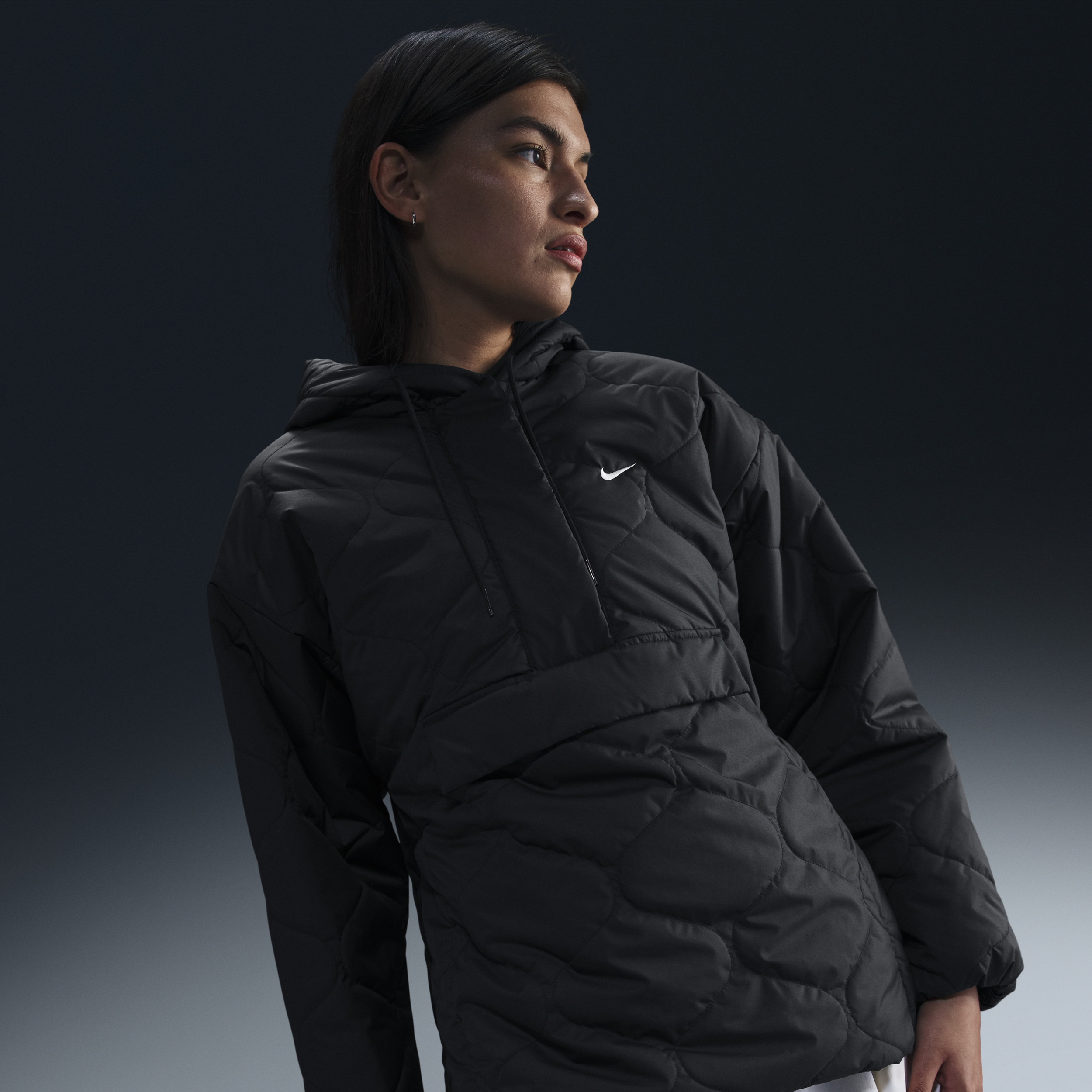 Women's Nike Sportswear Essential Quilted Anorak Jacket in Black | FZ7364-010