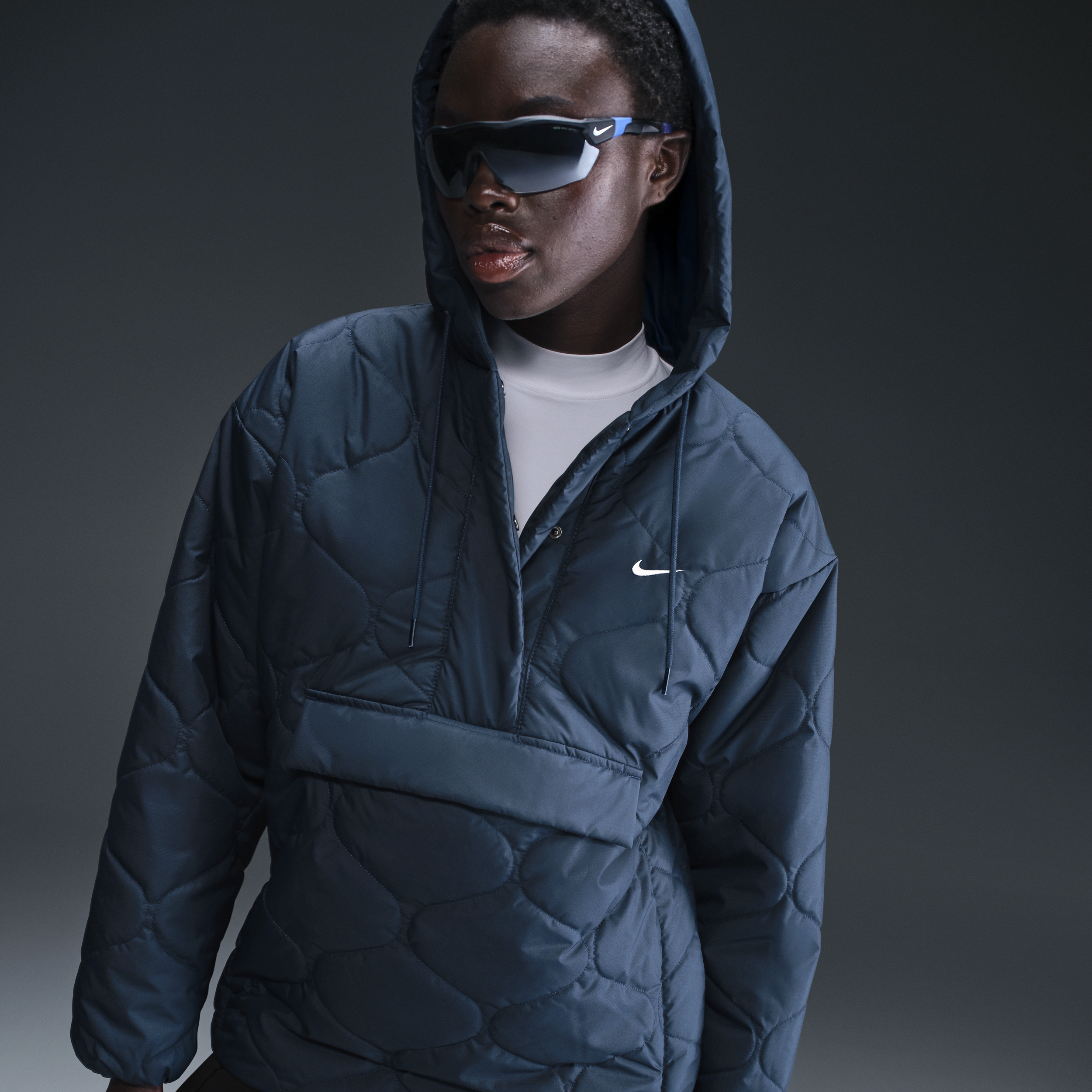 Women's Nike Sportswear Essential Quilted Anorak Jacket in Blue | FZ7364-478