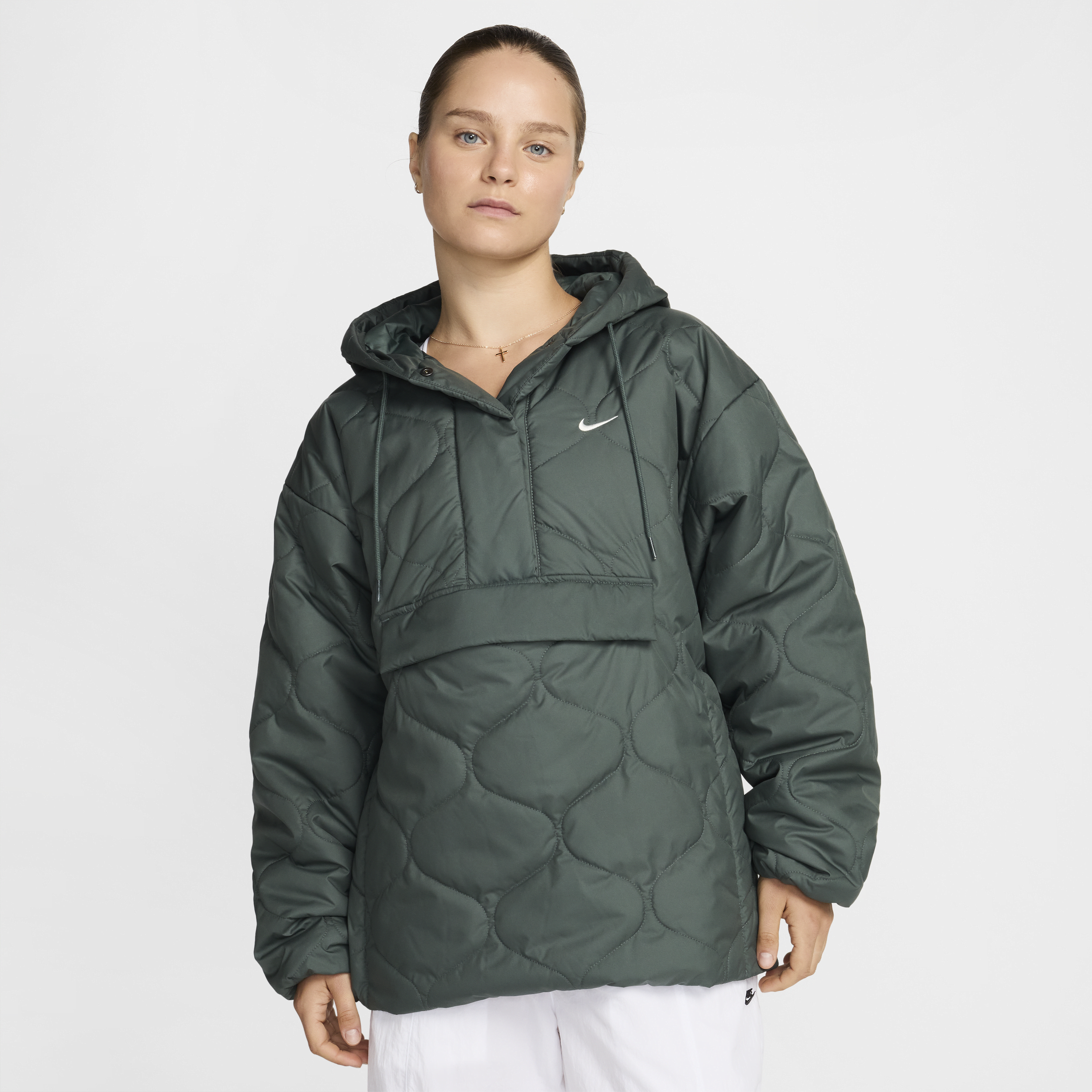 Women's Nike Sportswear Essential Quilted Anorak Jacket in Green | FZ7364-338