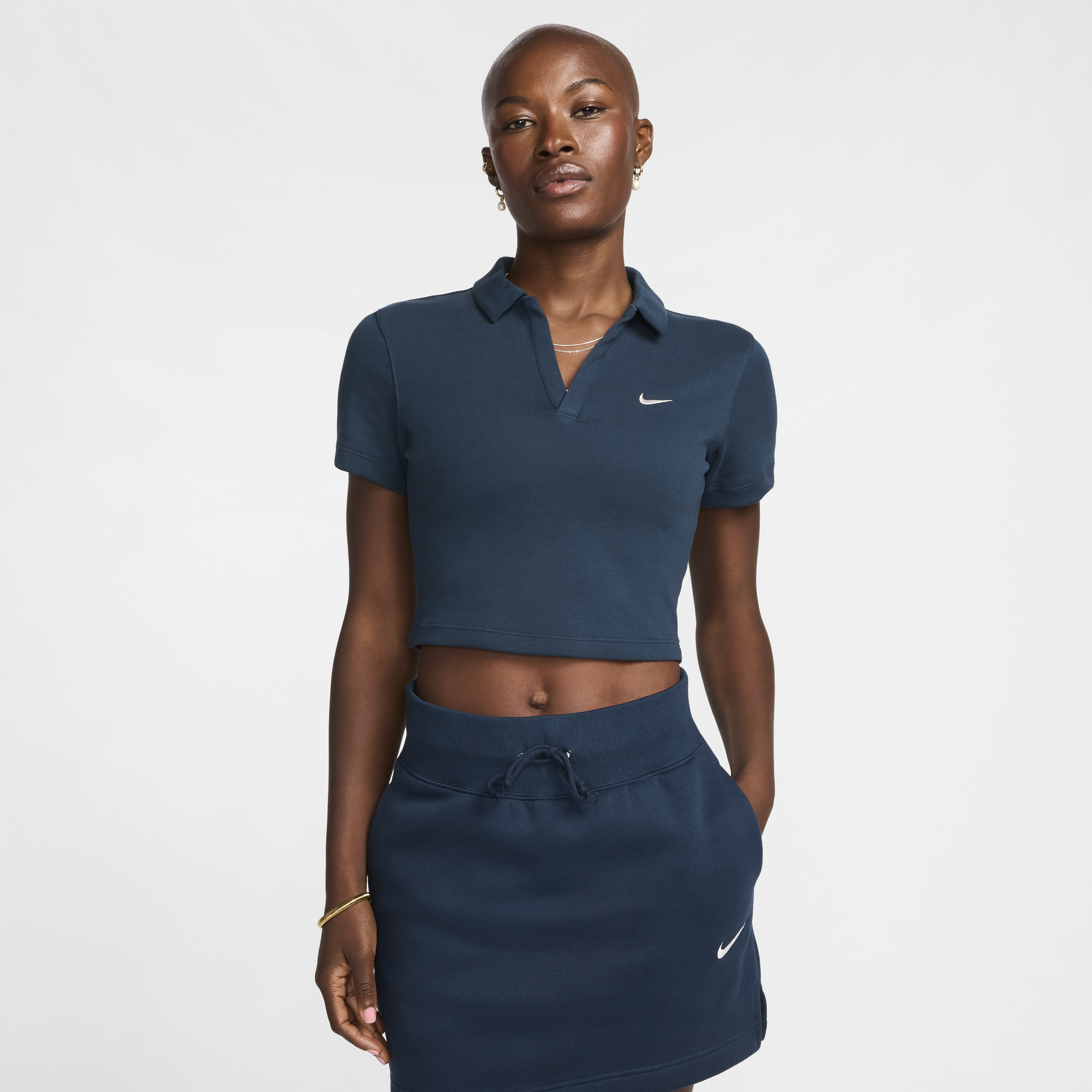 Women's Nike Sportswear Essential Short-Sleeve Polo Top in Blue | DV7884-478