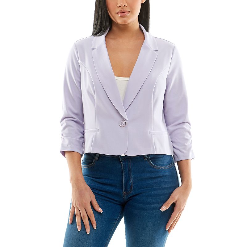 Women's Nina Leonard Button Cropped Blazer, Size: Small, Lavendar